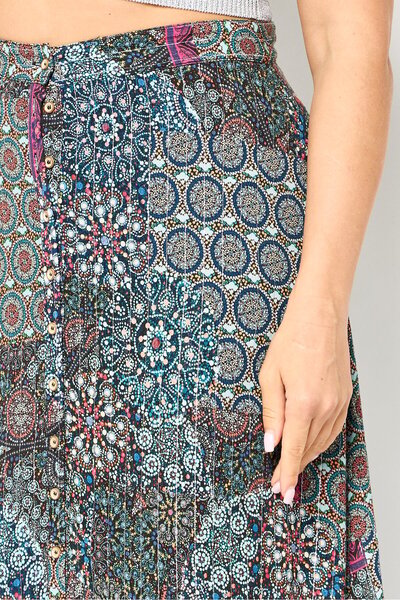 Desigual Women Allover Print Maxi Skirt, Multicolor