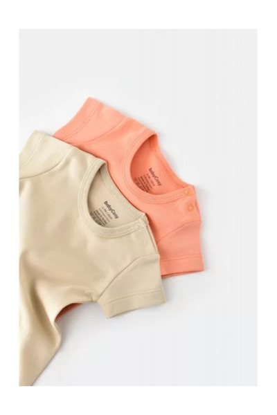 BabyCosy Set of 2 unisex baby bodysuits - 100% cotton - Pink/Cream