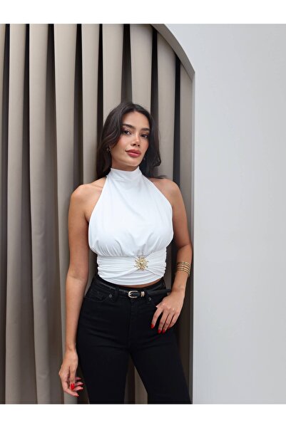 ESRAHELVACI Backless Blouse with Sun Accessories