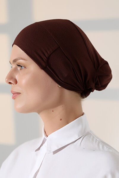 ihvan online Elastic Seamless Non-Slip Silicone Tie Hijab Bonnet Brown