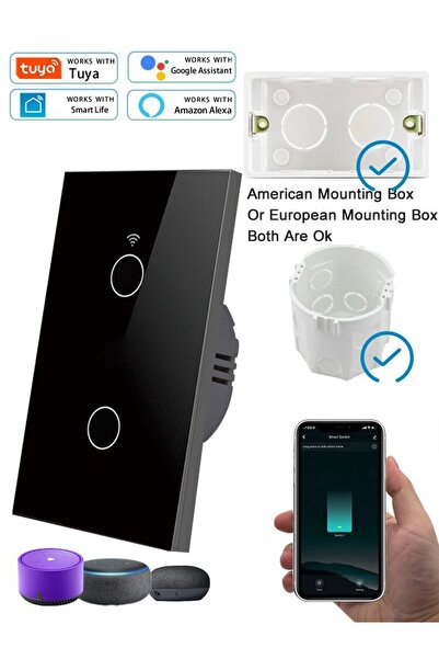 Choice7 مفتاح إضاءة ذكي ثنائي الفتحات من نوع Tuya يعمل بتقنية الواي فاي، متوا...