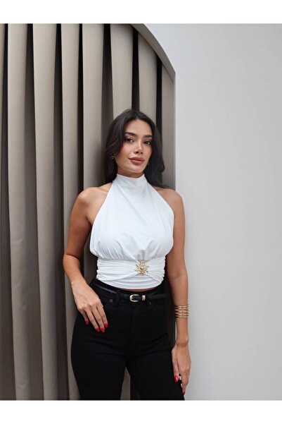 ESRAHELVACI Μπλούζα με ανοιχτή πλάτη με ηλιακά αξεσουάρ