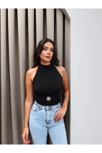 ESRAHELVACI Backless Blouse with Sun Accessories