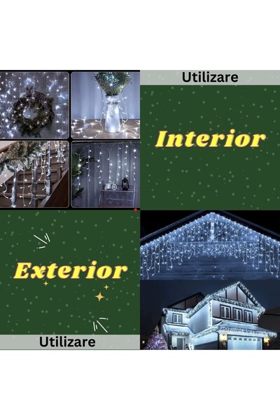 YOTO Christmas Lights Icicle, 7 m, 200 LEDs, 1.5 m Extension, 8 Modes, Interconnectable, Cool White