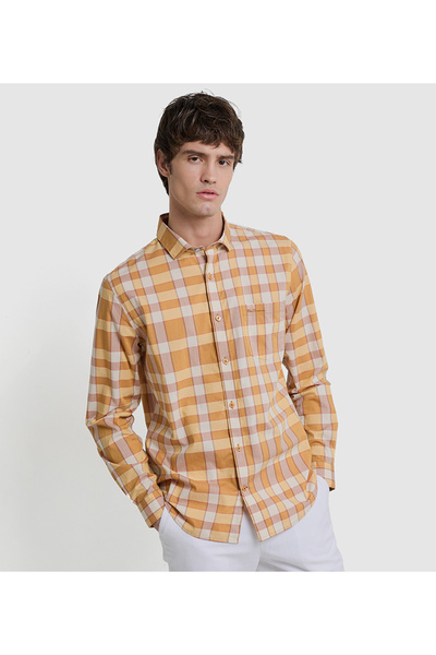 Ben Sherman قميص رجالي كاجوال أصفر