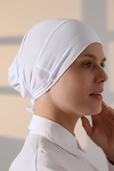 ihvan online Elastic Seamless Non-Slip Silicone Tie-Up Hijab Bonnet White