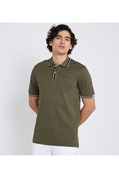 Ben Sherman Men's Green Pique Polo