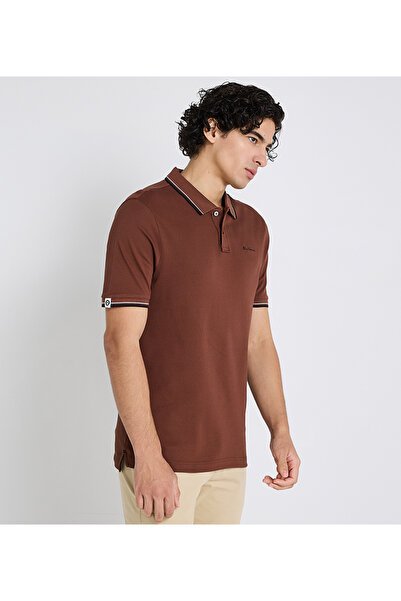 Ben Sherman Men's Brown Pique Polo