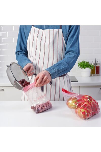 IKEA ISTAD Storage Bag with Zipper, Red/Pink Pattern, 2.5/1.2 L, 50 pcs