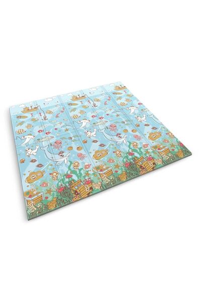 NUKIDO Foldable foam mat, double-sided, thermal insulation, beautiful, unique pattern, ocean and land, 200...