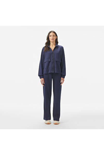 Lacoste Kadın Loose Fit Fermuarlı Lacivert Sweatshirt