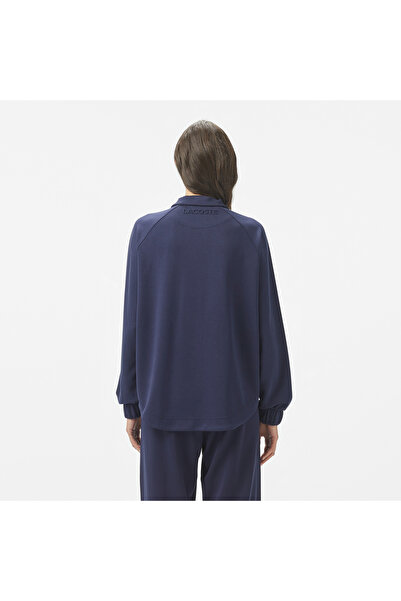 Lacoste Kadın Loose Fit Fermuarlı Lacivert Sweatshirt