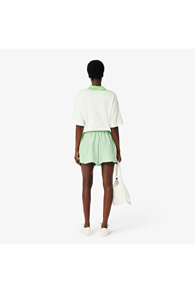 Lacoste Kadın Loose Fit Çizgili Yeşil Şort
