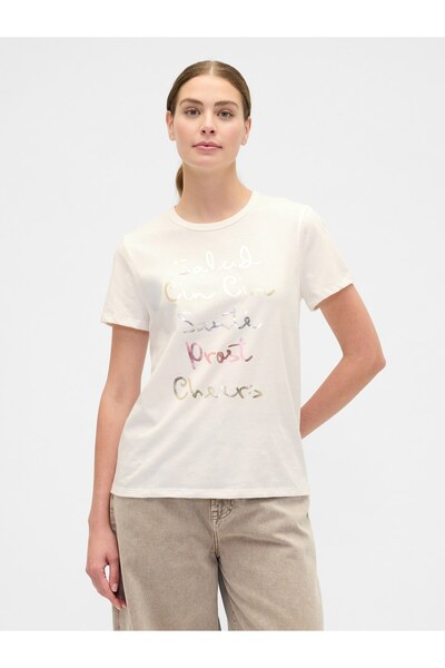 GAP Kadın Krem Favorite Grafik T-Shirt