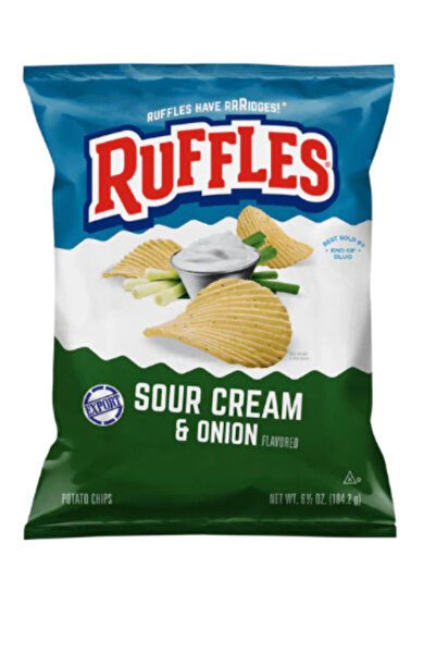 Ruffles Sour Cream & Onion Flavored Potato Chips 6.5 OZ (184g) - Expor x 4 Pcs