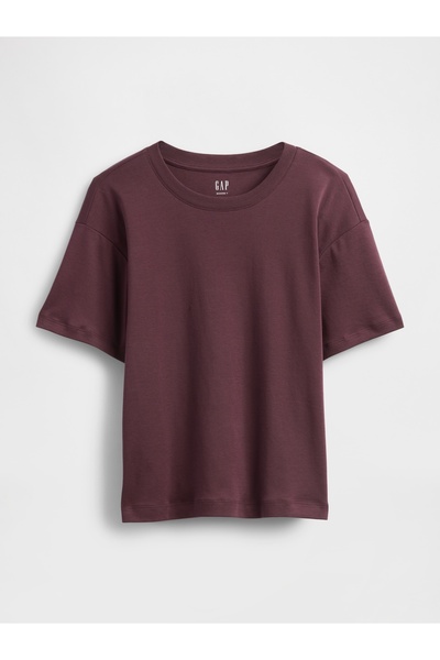 GAP Kadın Bordo Supima® Pamuk Relaxed T-Shirt