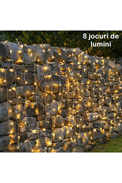 YOTO Christmas Curtain Lights 3x2 m, 240 LEDs, 8 Modes, Warm White