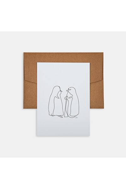 PK Design Mini Poster Line Drawings Penguins