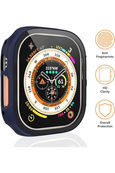 Mugust Pachet de 3 huse, compatibile cu Apple Watch Ultra 49 mm, negre/transparente/albastre