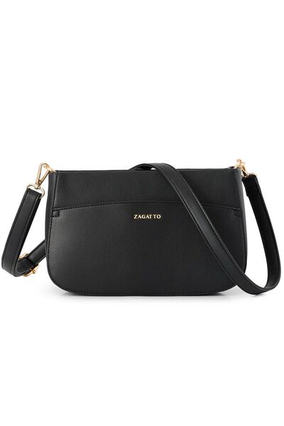 zagatto Γυναικεία δερμάτινη τσάντα ώμου, χιαστί, Messenger, μαύρη, 26x16x7,5 ...
