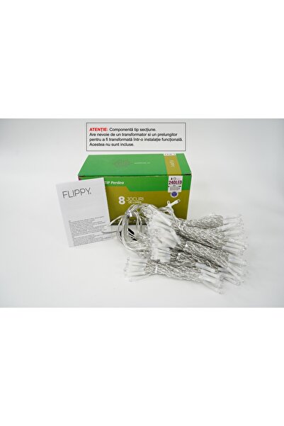 Flippy Instalație de Crăciun Flippy, 8 efecte, 2m x 2m, 240 LED-uri, Intercon...