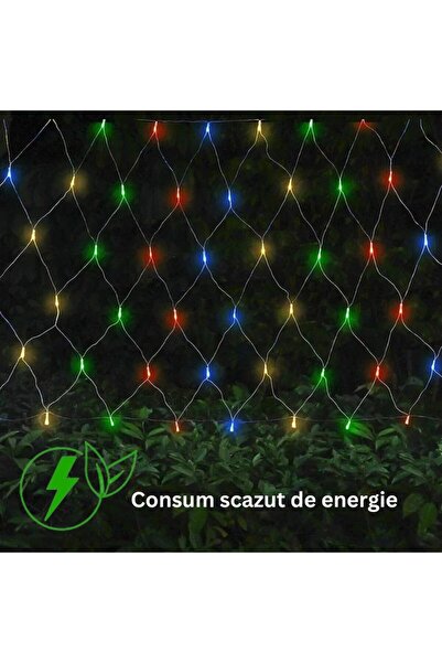 YOTO Christmas Net Lights, 2x2 m, 160 LEDs, 1.5 m Cable, 8 Modes, Interconnectable, Multicolor