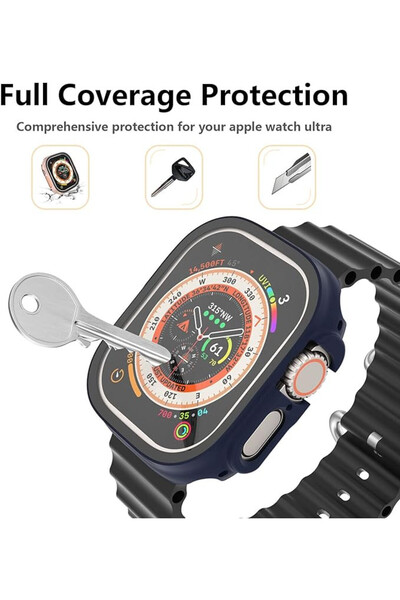 Mugust Pachet de 3 huse, compatibile cu Apple Watch Ultra 49 mm, negre/transparente/albastre