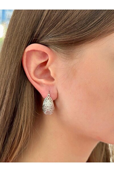 BY YASİN TOPÇU Gümüş Örgü Küre Sallantılı Küpe