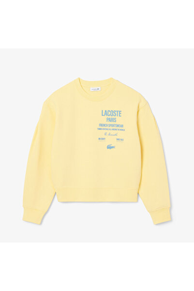 Lacoste Oversized Fit Pleated Kadın Sarı Eşofman Üstü