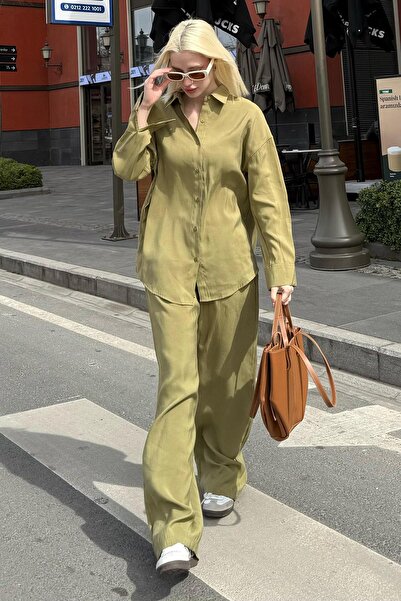 Madmext Basic Women's Shirt and Pants Double Suit - Light Green Mg2352