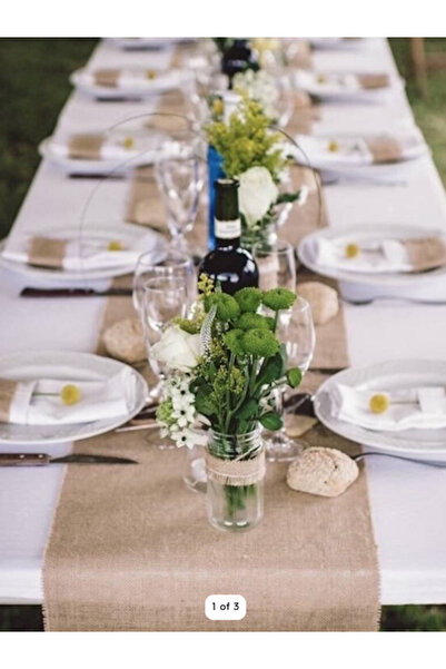 KÜTÜKhouse مفرش طاولة من الجوت العادي مقاس 40x250 سم