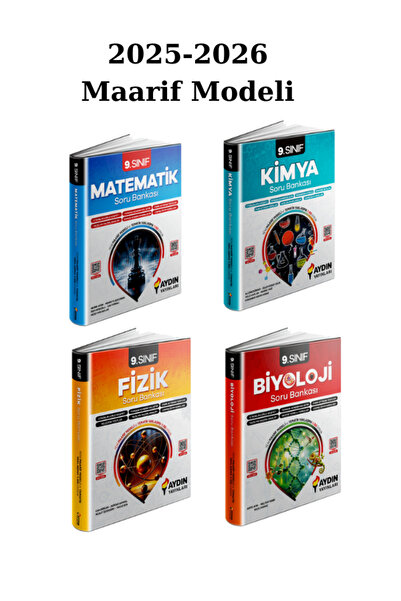 Aydın Yayınları Aydın 9.Sınıf Matematik-Kimya-Fizik-Biyoloji Soru Bankası Seti 2025/26 Maarif Modeli