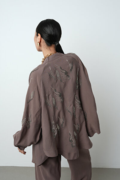 Orfeo Negro Γυναικείο κιμονό oversize με πέτρινη ένθετη στο πίσω μέρος και τα μανίκια