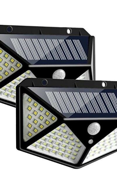 ELBA 100 Led Güneş Enerjili Solar Bahçe Aydınlatma 2'li Paket Unichrome