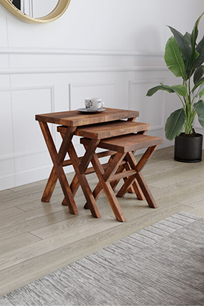 KIYMIK HOME 4013 Zigon Sehpa – %100 Gerçek Ağaç