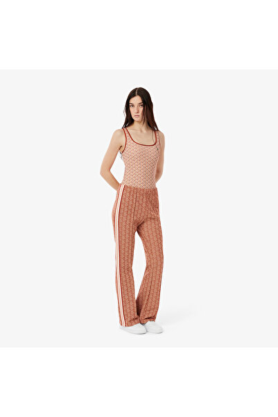 Lacoste Flare Fit Monogram Kadın Bej Eşofman Altı