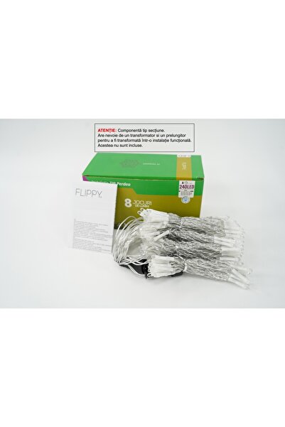Flippy Instalație de Crăciun Flippy, 8 efecte, 2m x 2m, 240 LED-uri, Sârmă tr...