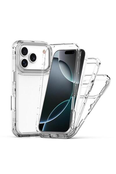 REDz Accessories Husă de protecție 360° pentru iPhone 17 Pro Max, față + spate, transparentă