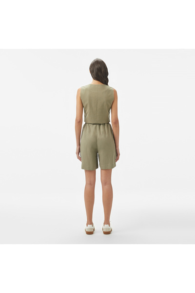 Lacoste Kadın Regular Fit Haki Bermuda Şort