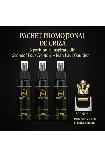 Nuvien Σετ 3 αρωμάτων 50ml – Εμπνευσμένο από το Scandal Pour Homme J.P.G.