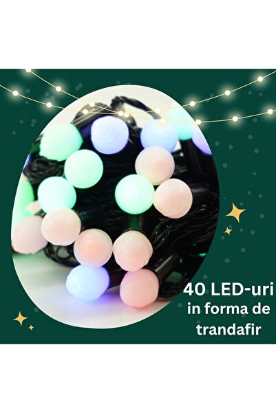 YOTO Luminițe liniare de Crăciun RGRB, 10 m, prelungitor de 1 m 220V, 40 LED-uri mate, multicolore