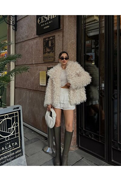 ZF BUTİK Κοντή γούνα βιζόν με μπούκλες
