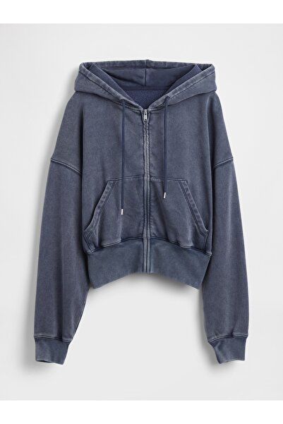 GAP Kadın Koyu Mavi VintageSoft Fermuarlı Wedge Sweatshirt
