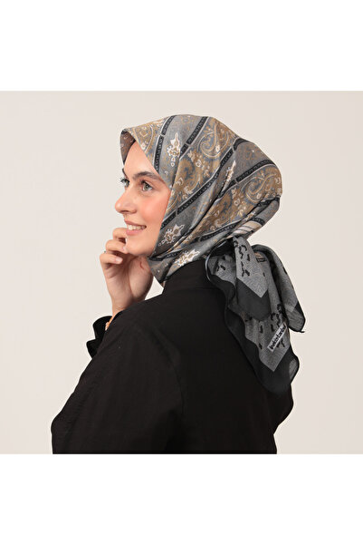 ipekistanbul Eșarfă din mătase de bumbac - Model Etro - Negru afumat