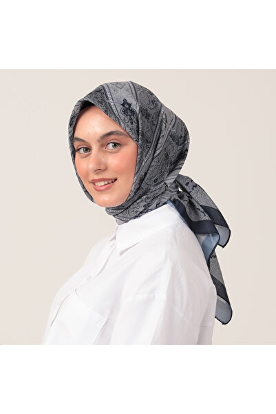 ipekistanbul Eșarfă din mătase de bumbac - Model Etro - Albastru închis