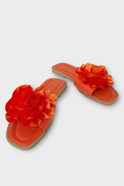 Liger Women's Rose Flower Gift Bundle Dowry Slippers Orange