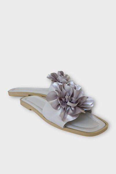 Liger Women's Rose Flower Gift Bundle Dowry Slippers Gray