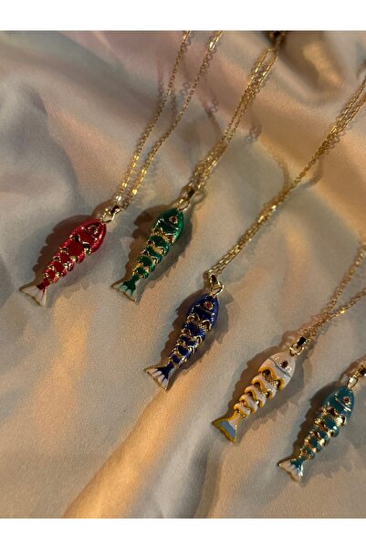 ALBATROS 316 L Çelik Gold Zincir Beyaz Balık Kolye