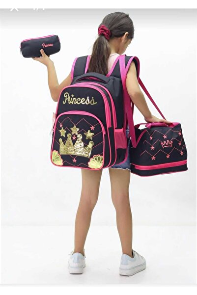 Belkıss Princess Patterned 3-Piece Elementary School Lunch Bag with Thermal Foil Lining