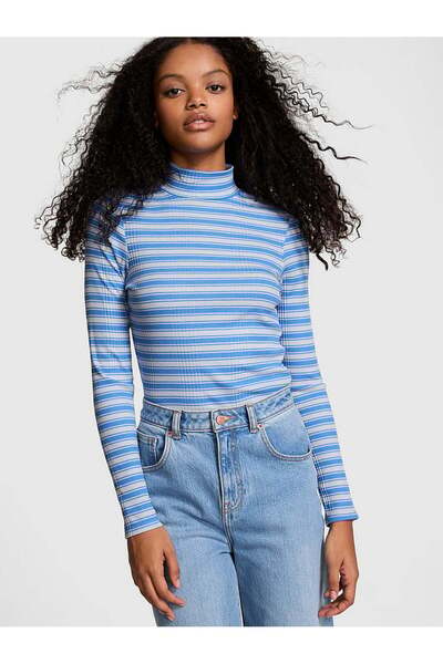 PINK Ribanalı Balıkçı Yaka Uzun Kollu Tişört